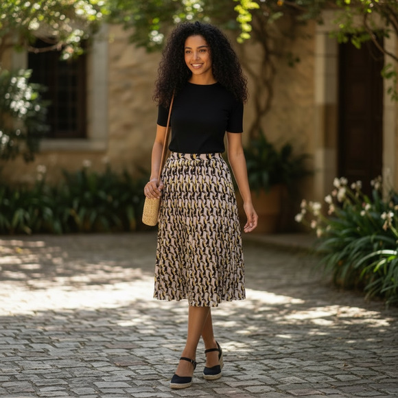 Avec Les Filles Dresses & Skirts - Anthropologie x Avec Le Filles Pleated Midi Skirt Tropical Toucan Size 6 Preppy